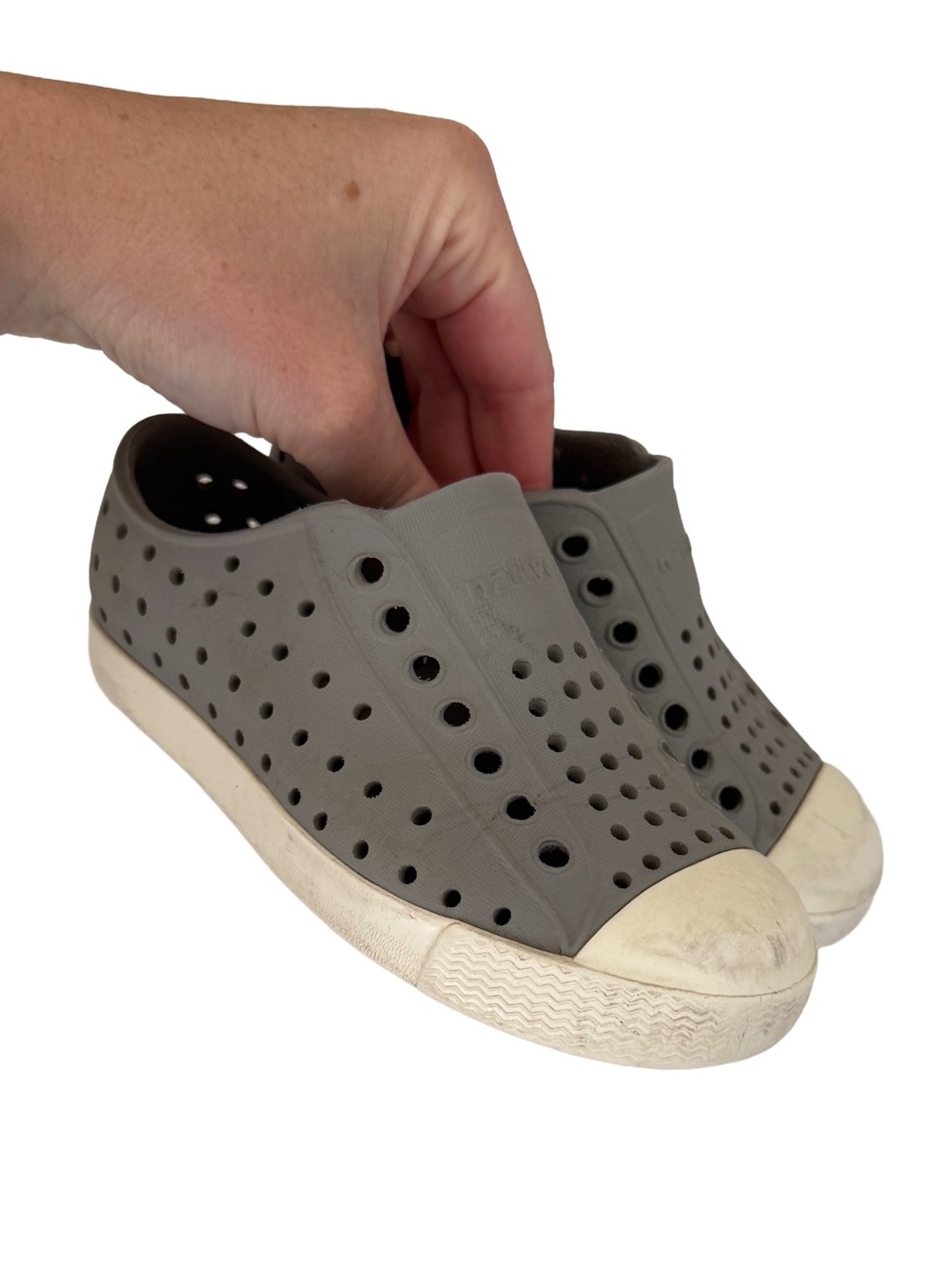 Native Jefferson Shoes Kids Gray Slip-On Water-Friendly Sneakers